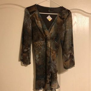 Turquoise & Brown Blouse